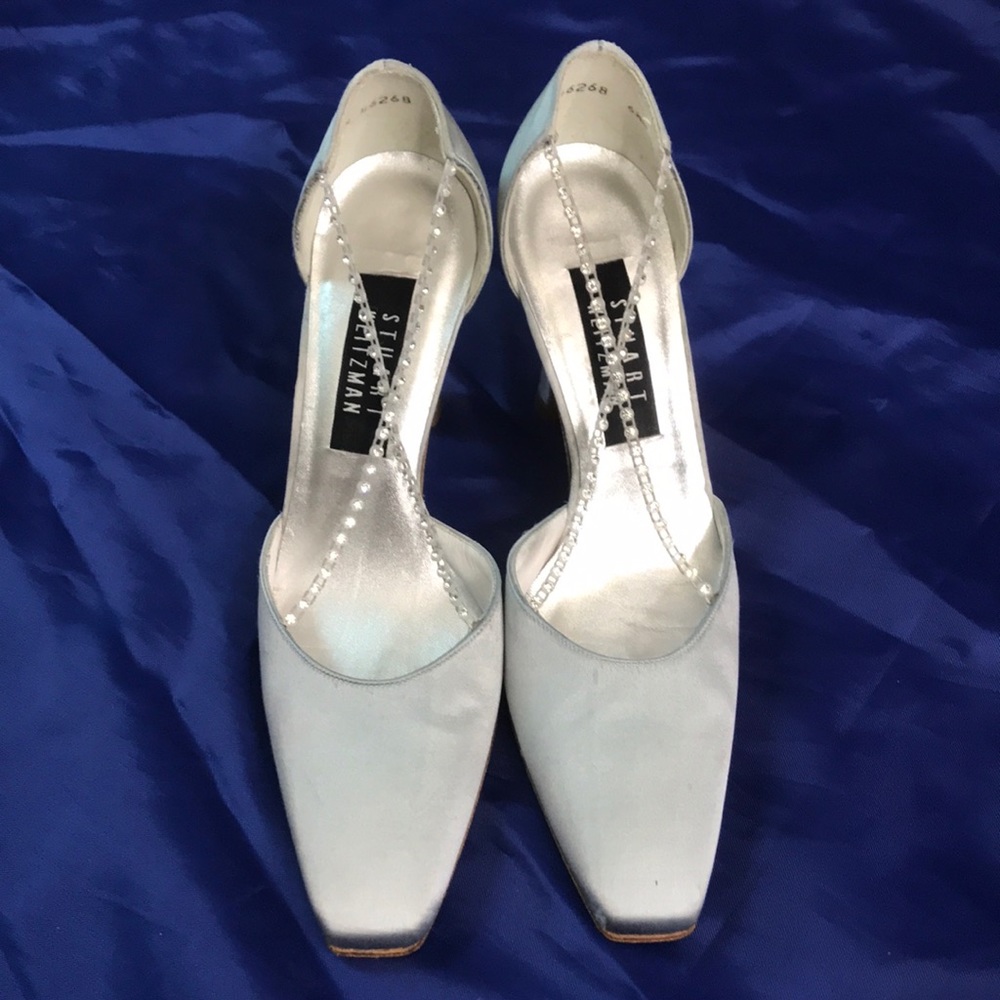 Vintage Stuart Weitzman Satin Heels With Beads - Picture 2 of 11